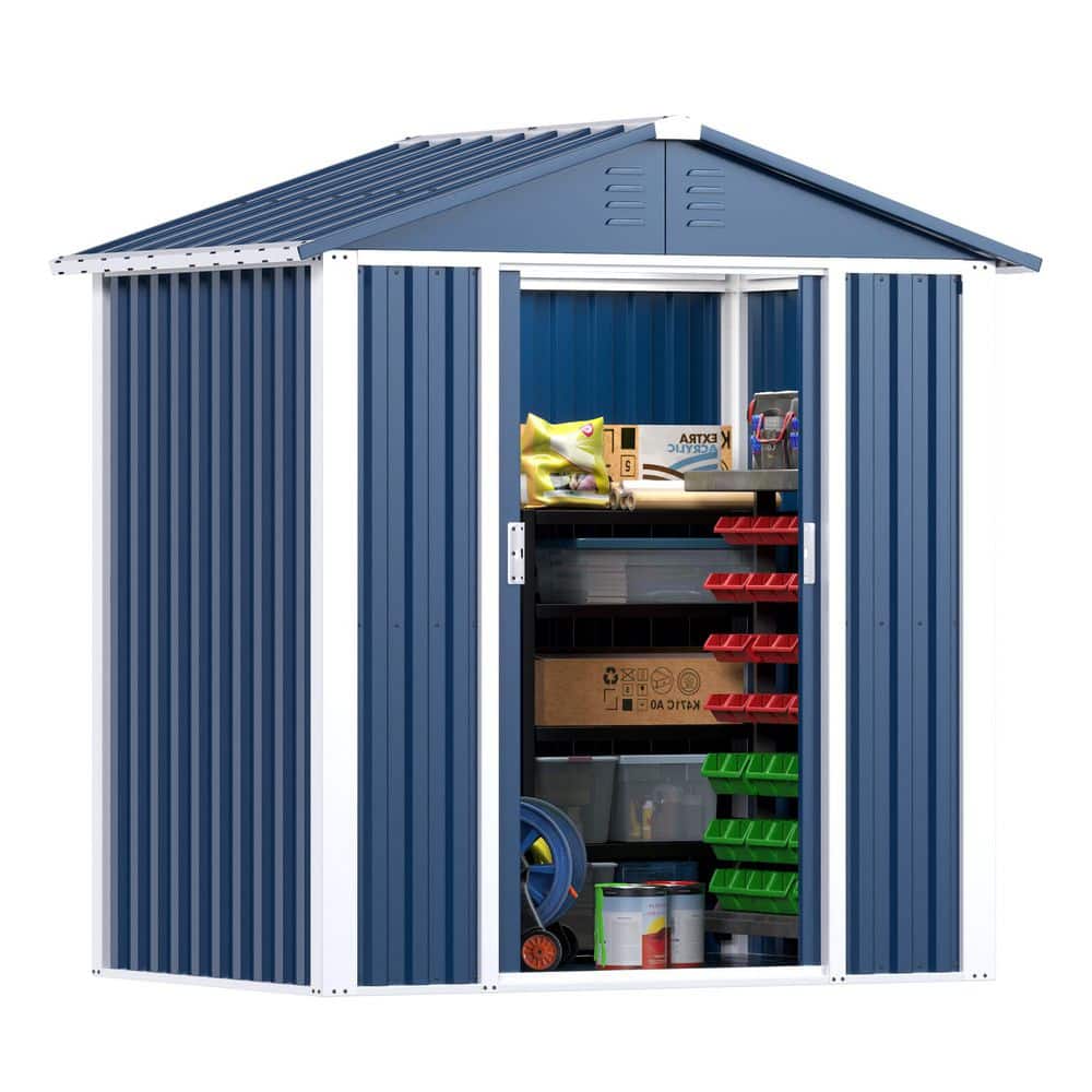 Outdoor Storage Shed 6 ft. W x 4 ft. D Metal Shed with Sliding Door Lawn Ga