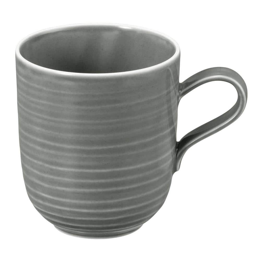 Gray Ceramic Round Beverage Mugs Set of 4