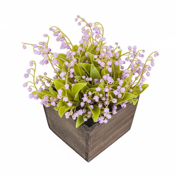 National Tree Company 10 in. Artificial Floral Arrangements Lily of the  Valley Bouquet in Wooden Box- Color: Mauve MT81-00326GMV-1 - The Home Depot