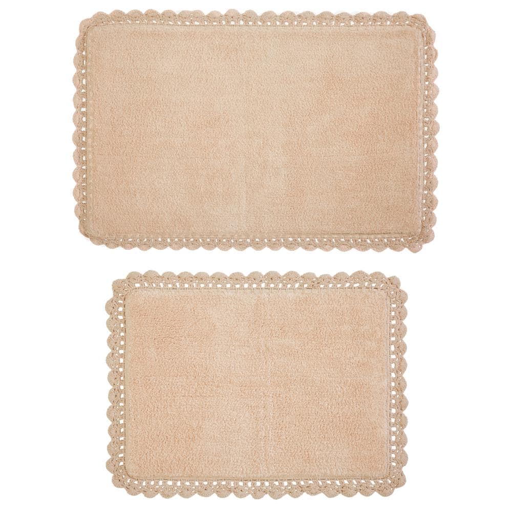 Chesapeake Crochet 2-Pieces Pale Blush Bath Rug ( 21 in. x 34 in. & 17 in. 
