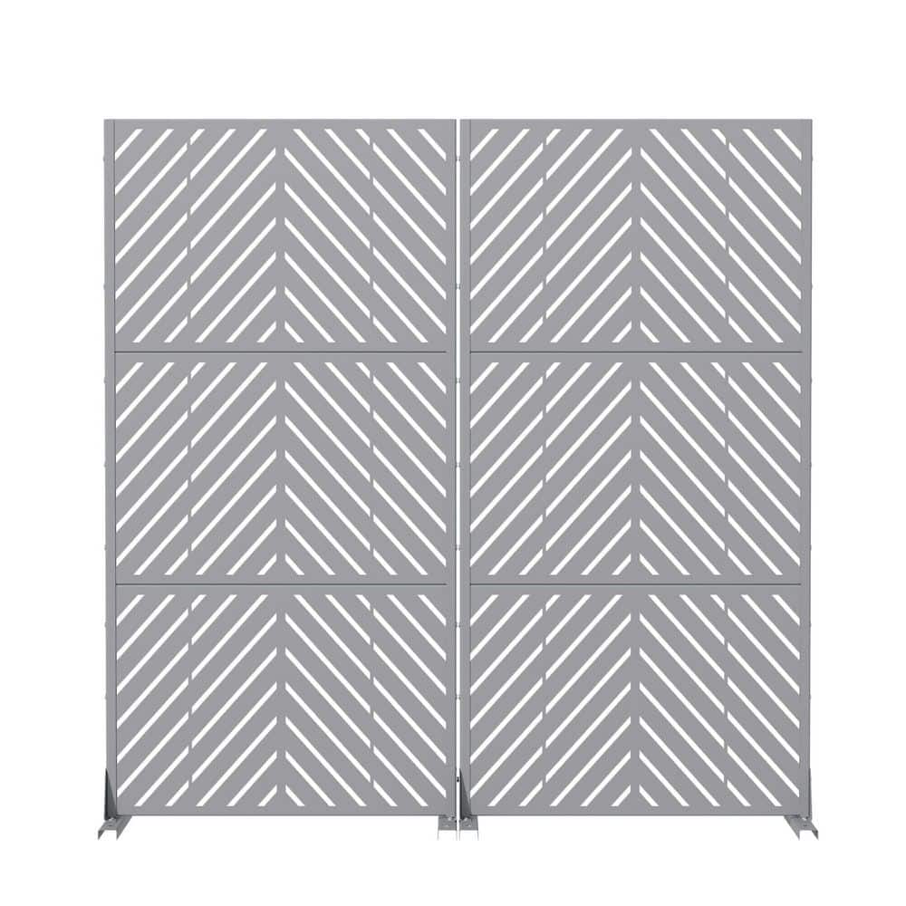 2-Piece 6 ft. x 3 ft. Gray Outdoor Metal Privacy Screen, 3-Pnl Parallel Decorative Screen, Rust-Resistant for Patio price history on PriceWatchPro