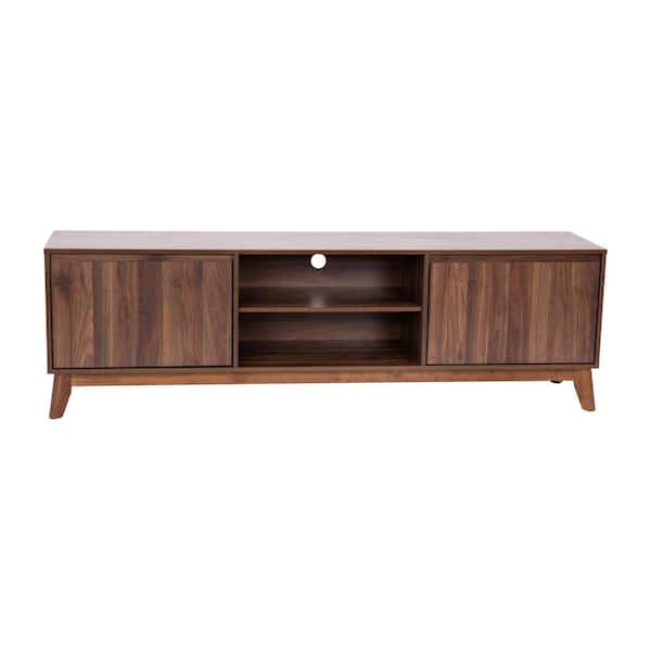 Carnegy Avenue Hatfield Mid-Century Modern 71 in. Dark Walnut Entertainment Center with Adjustable Center Shelf