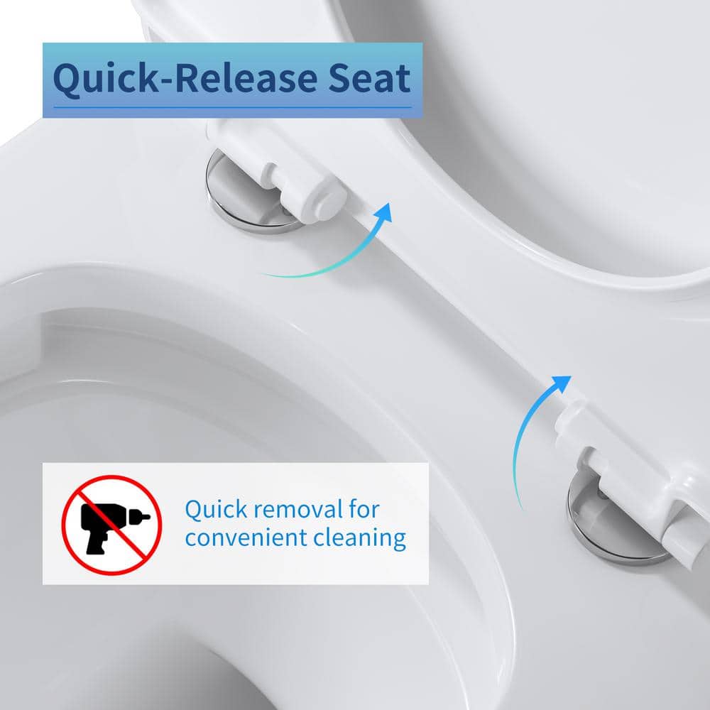Glossy White Ceramic Dual Flush One-Piece Elongated Toilet