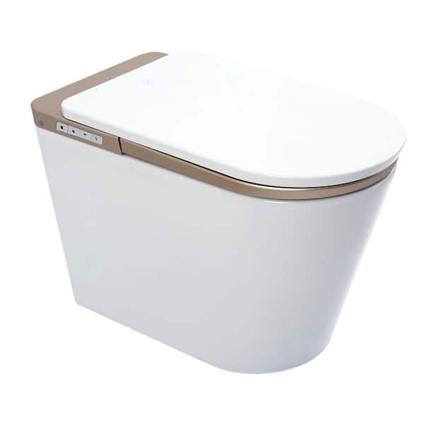 Smart Bidet Toilet 1.28 GPF in Glod with Adjustable Seat & Air Temp, One-Touch SPA, Foot & Radar Sensor