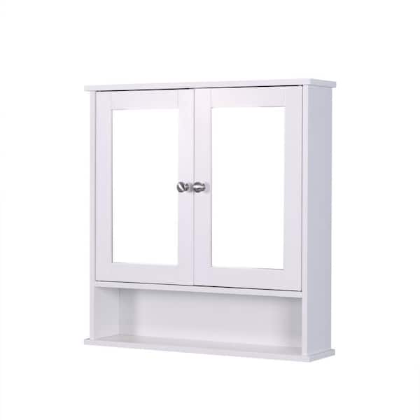 22 in. W x 22.8 in. H Rectangular MDF Surface Mount Medicine Cabinet with Mirror in White, with Adjustable Shelf