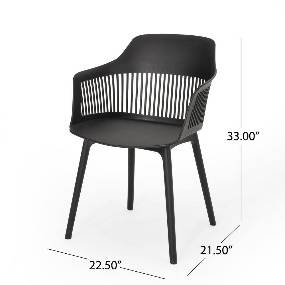 Black Plastic Modern Outdoor Dining Armchair Set