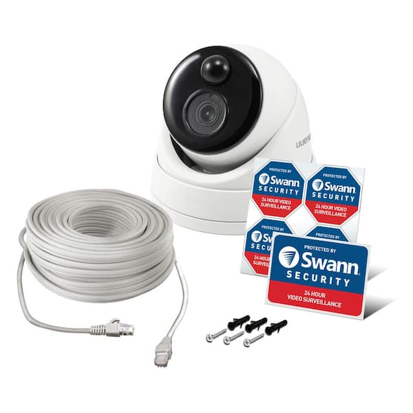 Swann Wired 4K White Dome Camera w Audio and True Detect Motion Sensor  SWNHD-886MSD - The Home Depot