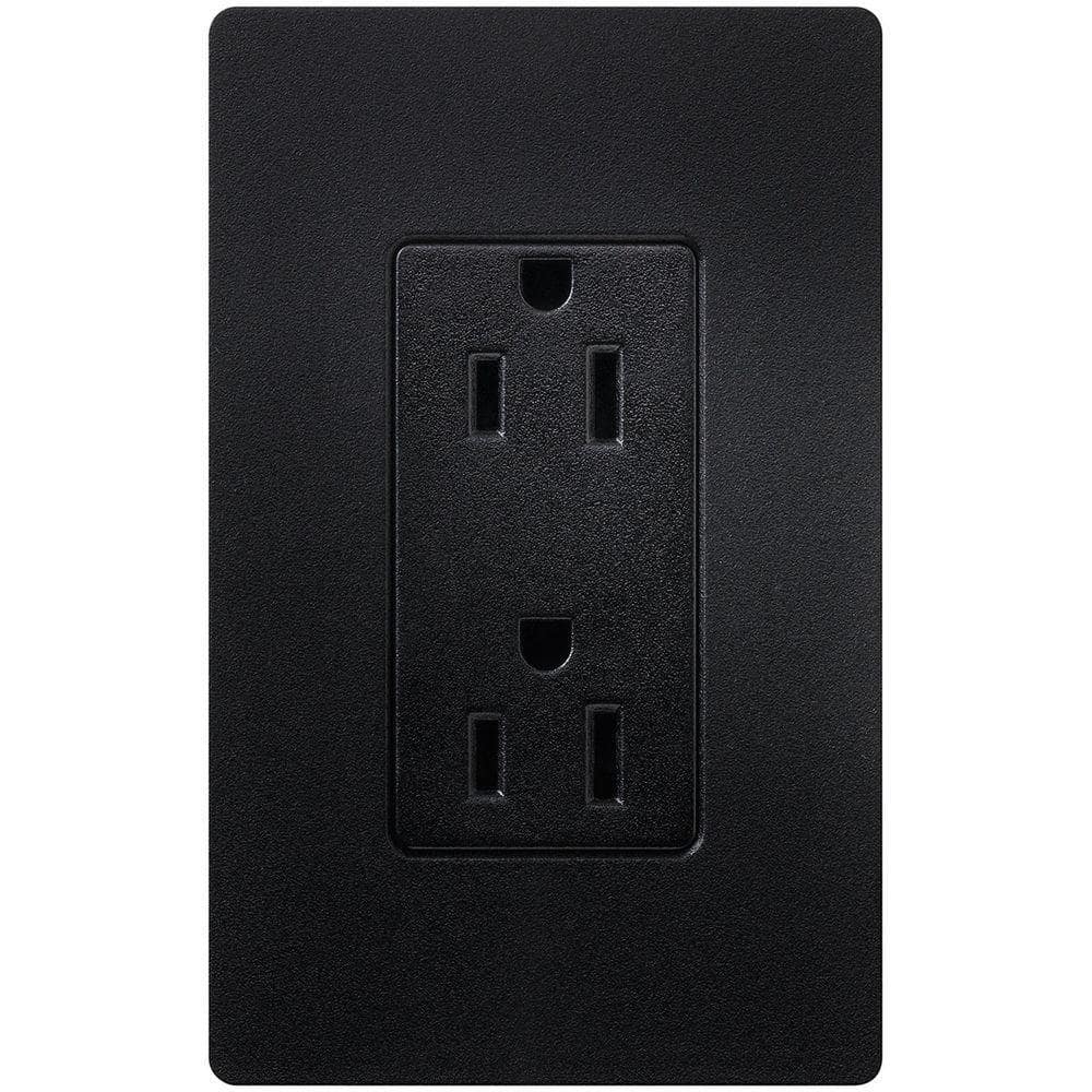 Midnight Black Tamper-Resistant Duplex Receptacle with Wall Plate