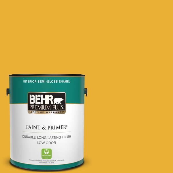 BEHR PREMIUM PLUS 1 gal. #P280-7 Midsummer Gold Semi-Gloss Enamel Low Odor Interior Paint & Primer