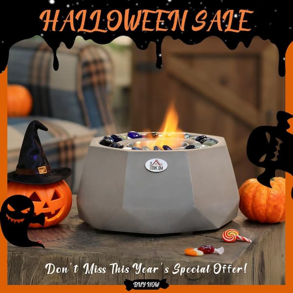 9 in. W Direct Vent Portable Concrete Tabletop Ethanol Fireplace with Lid in Light Gray