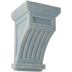 4-1/4 in. x 7 in. x 4-1/4 in. Driftwood Blue Fluted Wood Vintage Decor Corbel