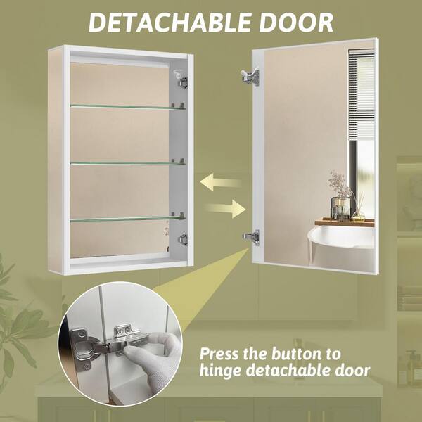 Zeafive 60 in. W x 30 in. H Recessed/Surface Mount Rectangular 3-Doors White Bathroom Medicine Cabinet with Mirrors LED Lights VB-N60LLR-W - The Home Depot Zeafive 60 in. W x 30 in. H Recessed/Surface Mount Rectangular 3-Doors White Bathroom Medicine Cabinet with Mirrors LED Lights VB-N60LLR-W - The Home Depot