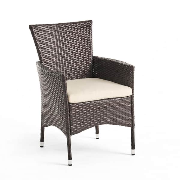 Unbranded Emerson Dark Grey Wood Outdoor Dining Chair with Grey Cushion