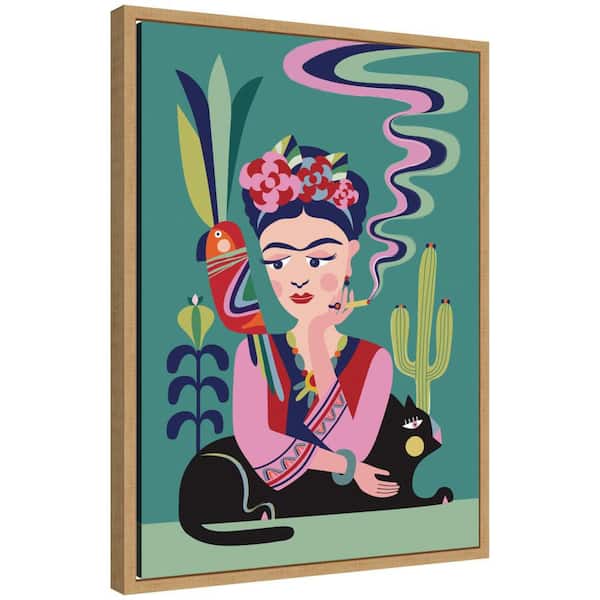 Sylvie "Frida Kahlo and the Black Cat" by Rachel Lee Framed Abstract Art Print 18 in. x 24 in.