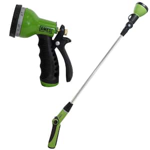 2-Piece Garden Hose Sprayer Set with 7-Pattern Nozzle and Rotating Watering Wand