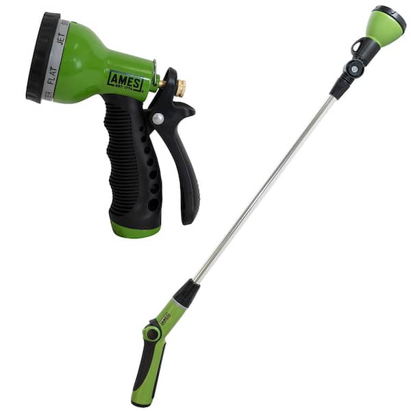 Ames 2-Piece Garden Hose Sprayer Set with 7-Pattern Nozzle and Rotating Watering Wand