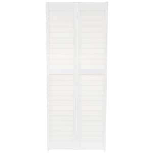 32 in. x 80 in. 3 in. Louver/Louver White PVC Composite Interior Bi-Fold Door
