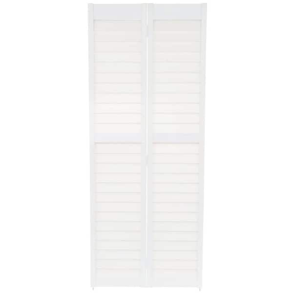 Home Fashion Technologies 32 in. x 80 in. 3 in. Louver/Louver White PVC Composite Interior Bi-Fold Door