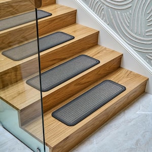 Waterproof, Low Profile Non-Slip Indoor/Outdoor Rubber Stair Treads, 10 in. x 30 in.(Set of 5), Gray