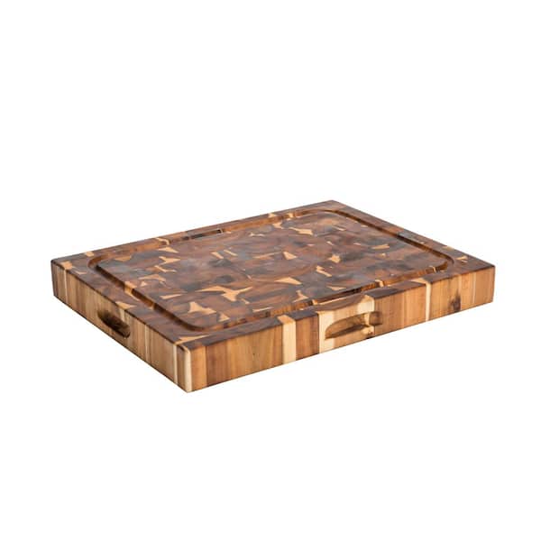 Chris and Chris 15 in. x 20 in. x 2.25 in. Thick Solid End Grain Acacia Reversible Cutting Board