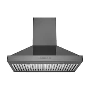 30 in. Convertible Wall Mount Range Hood with Changeable LED Baffle Filters in Black Stainless Steel