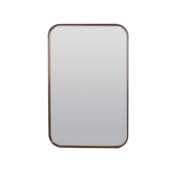 Afina Curve 24 in. W x 30 in. H Framed Rectangular Beveled Edge Bathroom Vanity Mirror in Metallic