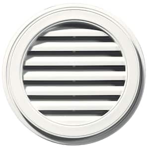 22 in. x 22 in. Round White Plastic Built-in Screen Gable Louver Vent