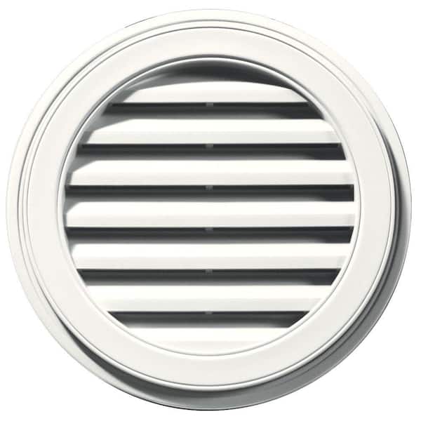 Builders Edge 22 in. x 22 in. Round White Plastic Built-in Screen Gable Louver Vent