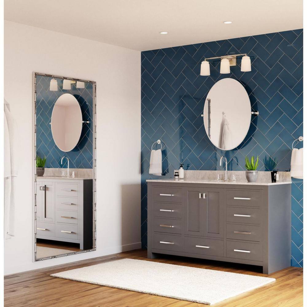 Brushed Nickel 3-Light Vanity with Opal Glass Shades