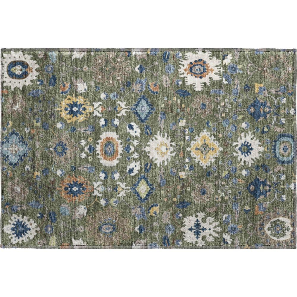 Mayfield Premium Machine Washable Abstract AMF2458 Olive 3 ft. x 4 ft. Area Rug price history on PriceWatchPro
