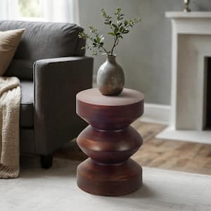 13 in. Walnut Round Mango Wood Side Table