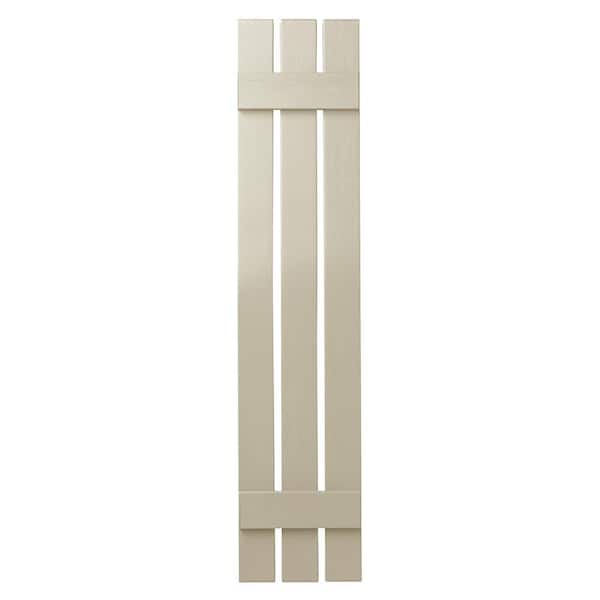 Ply Gem 12 in. x 47 in. Polypropylene 3-Board Open Board and Batten Shutters Pair in Sand Dollar