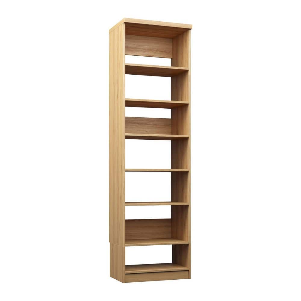 22.5 in. W Natural Oak Floor Mount Tower Unit with 7 Shelves Wood Closet System