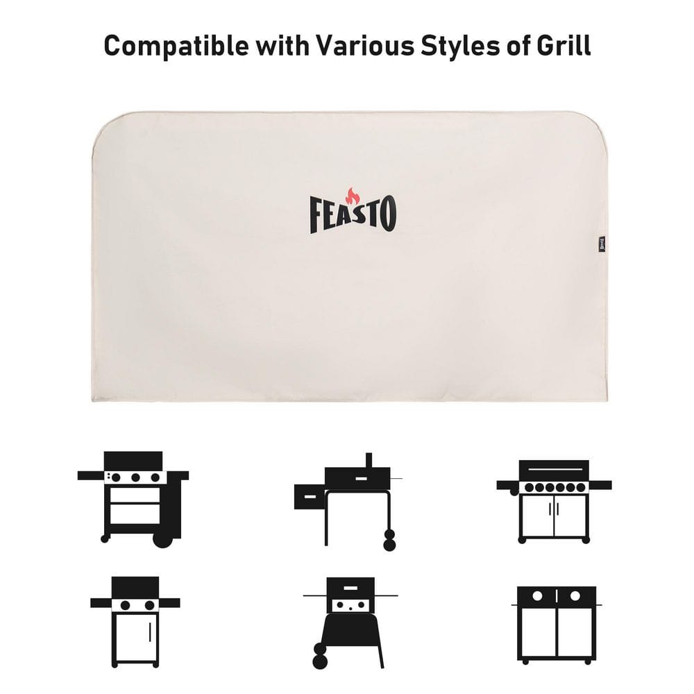 Beige Heavy Duty Waterproof Gas Grill Cover with Handles