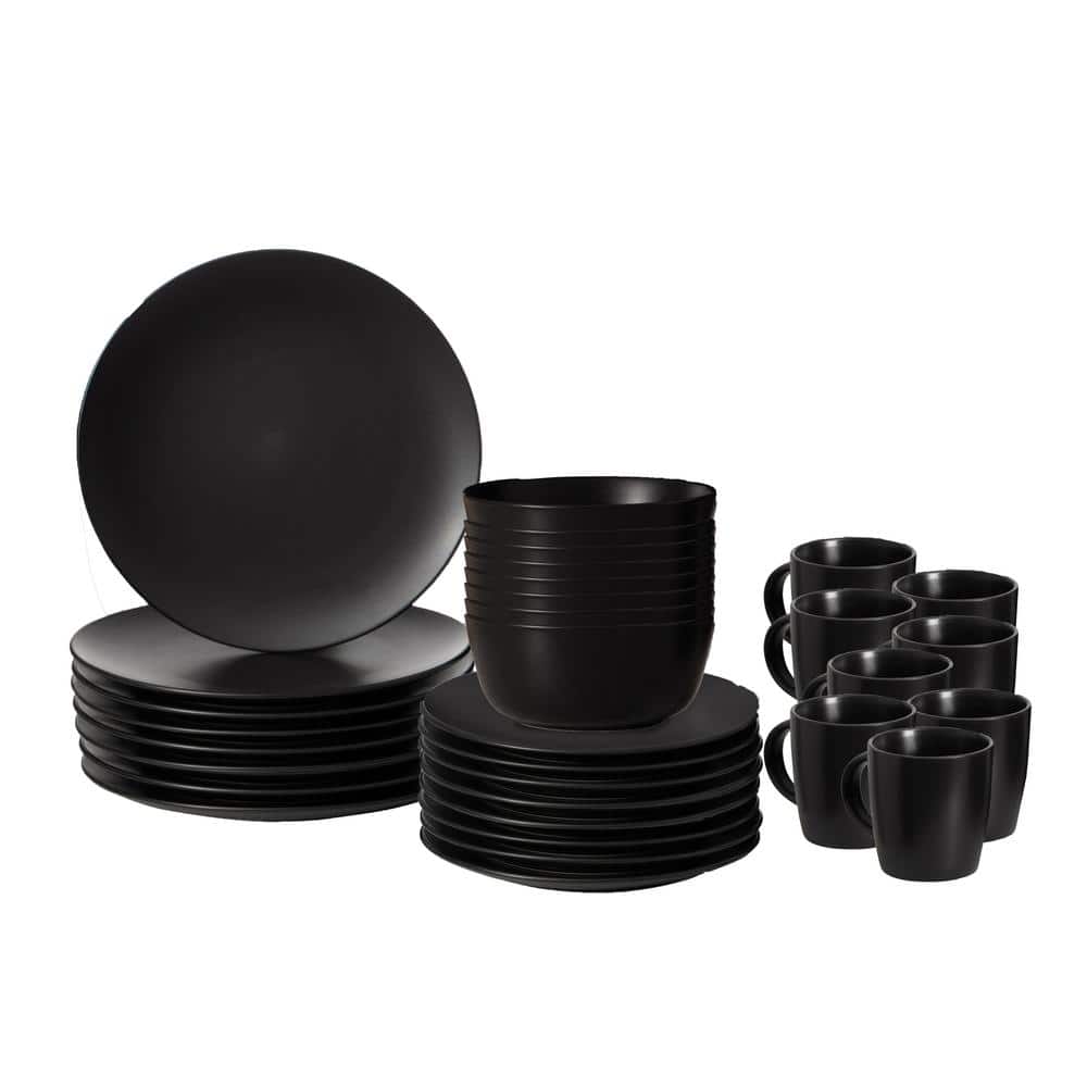 Black Ceramic 32-Piece Dinnerware Set for 8