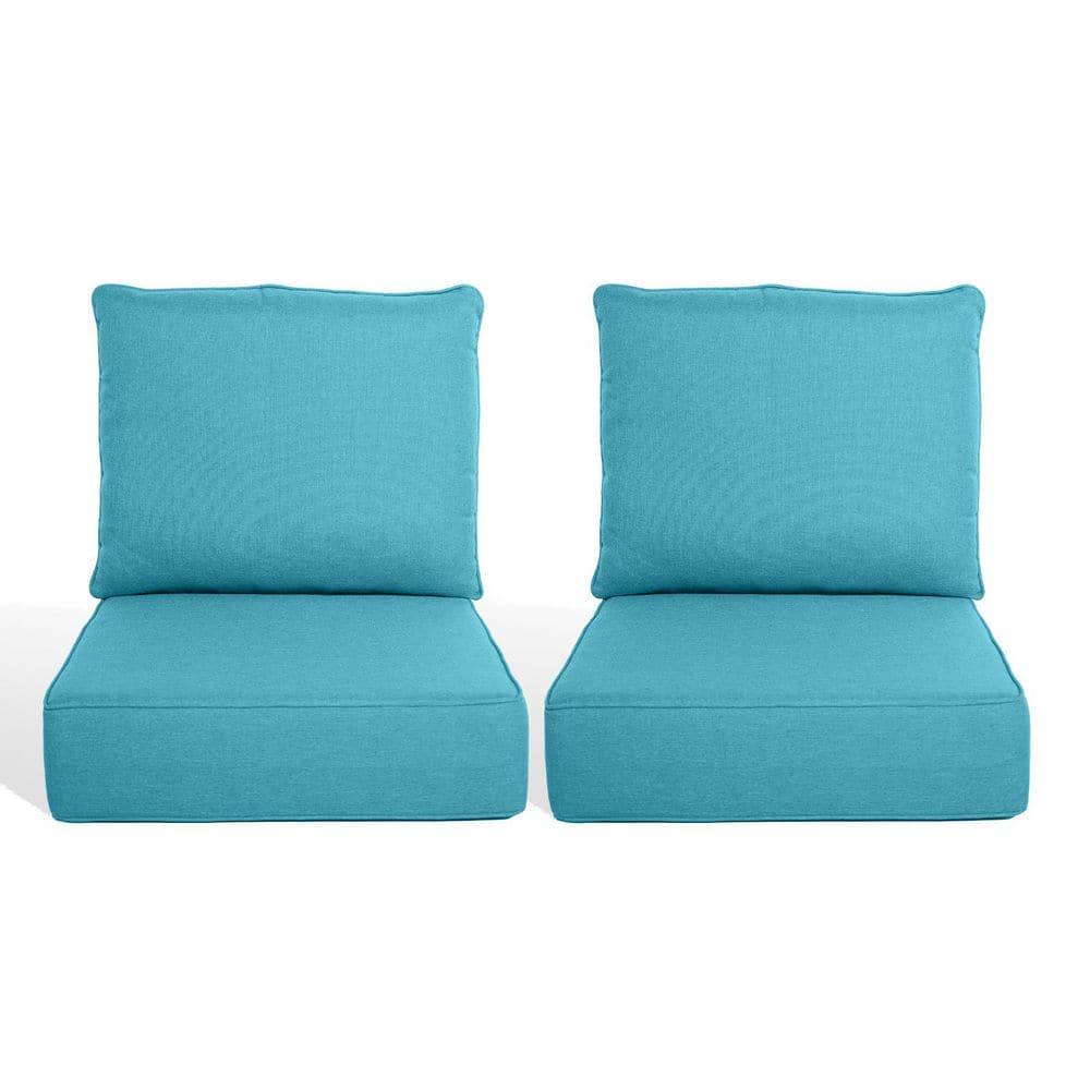 PlushCore 24 in. x 24 in. x 6 in. 4-Piece Deep Seating Outdoor Lounge Chair Thick Cushion Set in Light Blue (2-Set) price history on PriceWatchPro