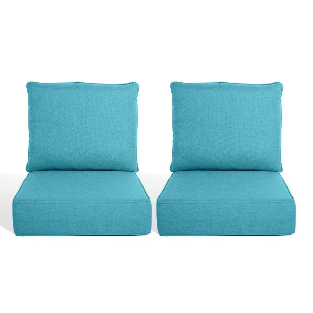PlushCore 24 in. x 24 in. x 6 in. 4-Piece Deep Seating Outdoor Couch Thick Cushion Set in Light Blue (2-Set) price history on PriceWatchPro