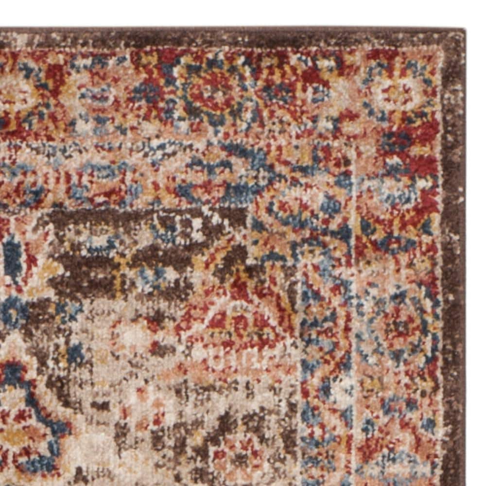 Bijar Brown and Rust Floral Motif Wool Runner Rug