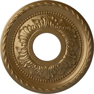 1 in. x 12-1/8 in. x 12-1/8 in. Polyurethane Palmetto Ceiling Medallion, Pale Gold