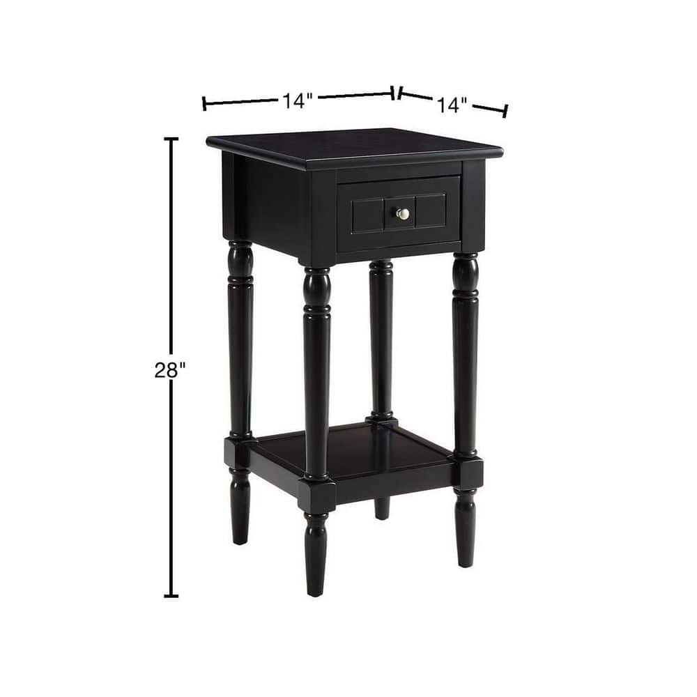 Black Wood French Country Accent Table with Storage