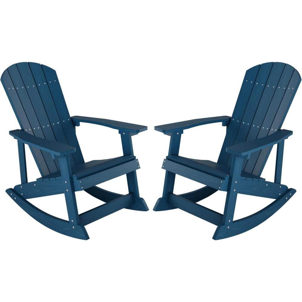 Navy Plastic Oversized Adirondack Patio Outdoor Rocking Chair (2-Pack) price history on PriceWatchPro
