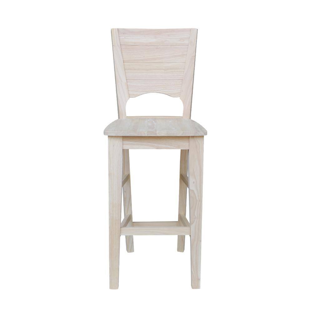Rustic Farmhouse 30" Saddle-Style Solid Wood Barstool in Natural Brown