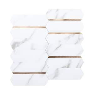 White Vinyl 10.63 W x 10.63 L  x 0.12 H in. Peel and Stick Backsplash Tile  10-Pieces. Pack 7.85 sq. ft./Case