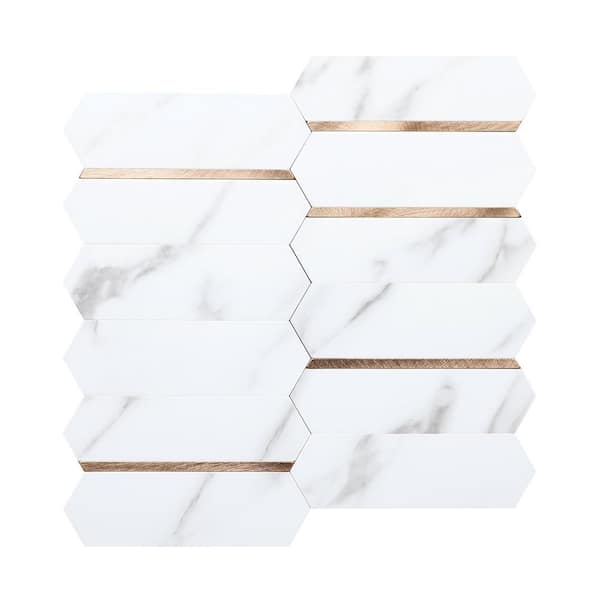 Jeedeson White Vinyl 10.63 W x 10.63 L x 0.12 H in. Peel and Stick Backsplash Tile 10-Pieces. Pack 7.85 sq. ft./Case