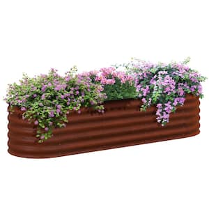 Galvanized Raised Garden Bed Kit, Metal Planter Box with Safety Edging, 76.75 in. x 23.5 in. x 16.5 in., Brown