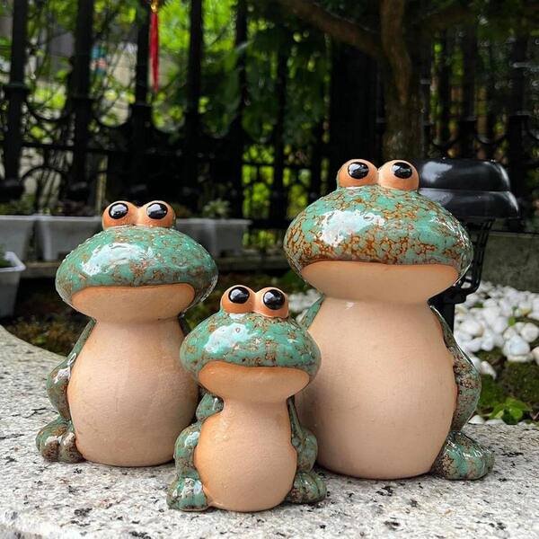 Unbranded Funny Cute Frog Garden Decor Garden Statue Set of 3 - image 4