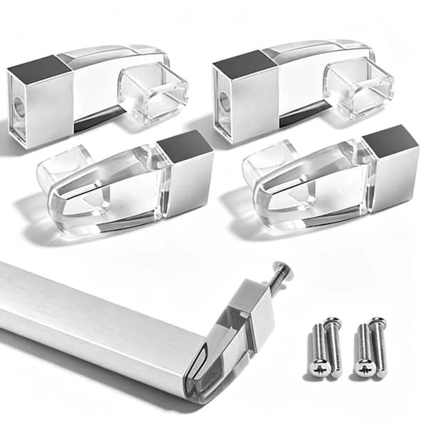 Shower Door Replacement Parts Clear Acrylic Towel Bar Brackets for Sliding Glass Shower Door Handle 4 Pack