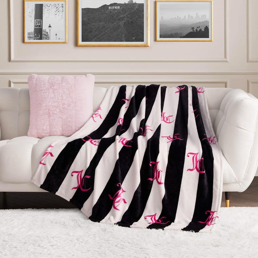 Cabana Plush Black Striped Polyester 66 in. x 90 in. Twin/Twin XL Bed Blanket price history on PriceWatchPro