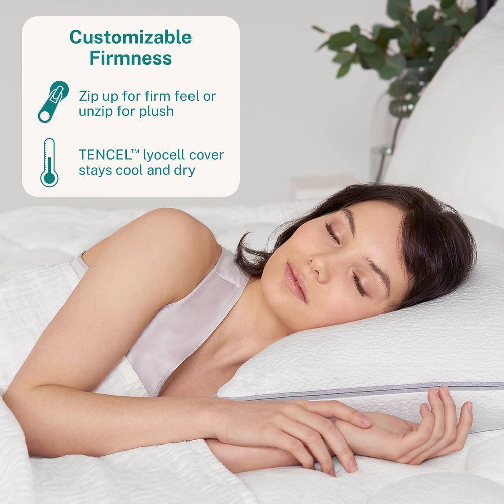 Standard White Gel Memory Foam Pillow with Tencel Cover