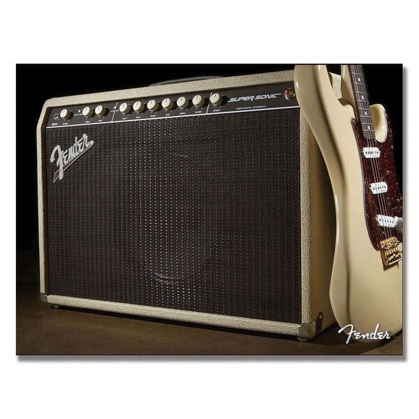 Trademark Fine Art 14 in. x 19 in. Fender Stratocaster and Super Sonic Canvas Art